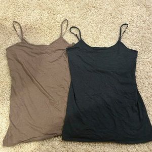 2 vanity tank tops, brown and dark grey
